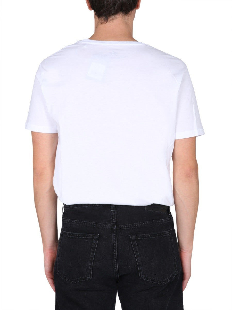 ALPHA INDUSTRIES T-SHIRT WITH EMBROIDERED LOGO