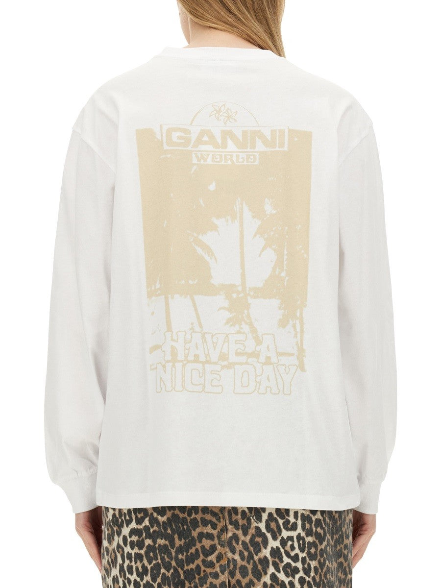 GANNI T-SHIRT WITH LOGO