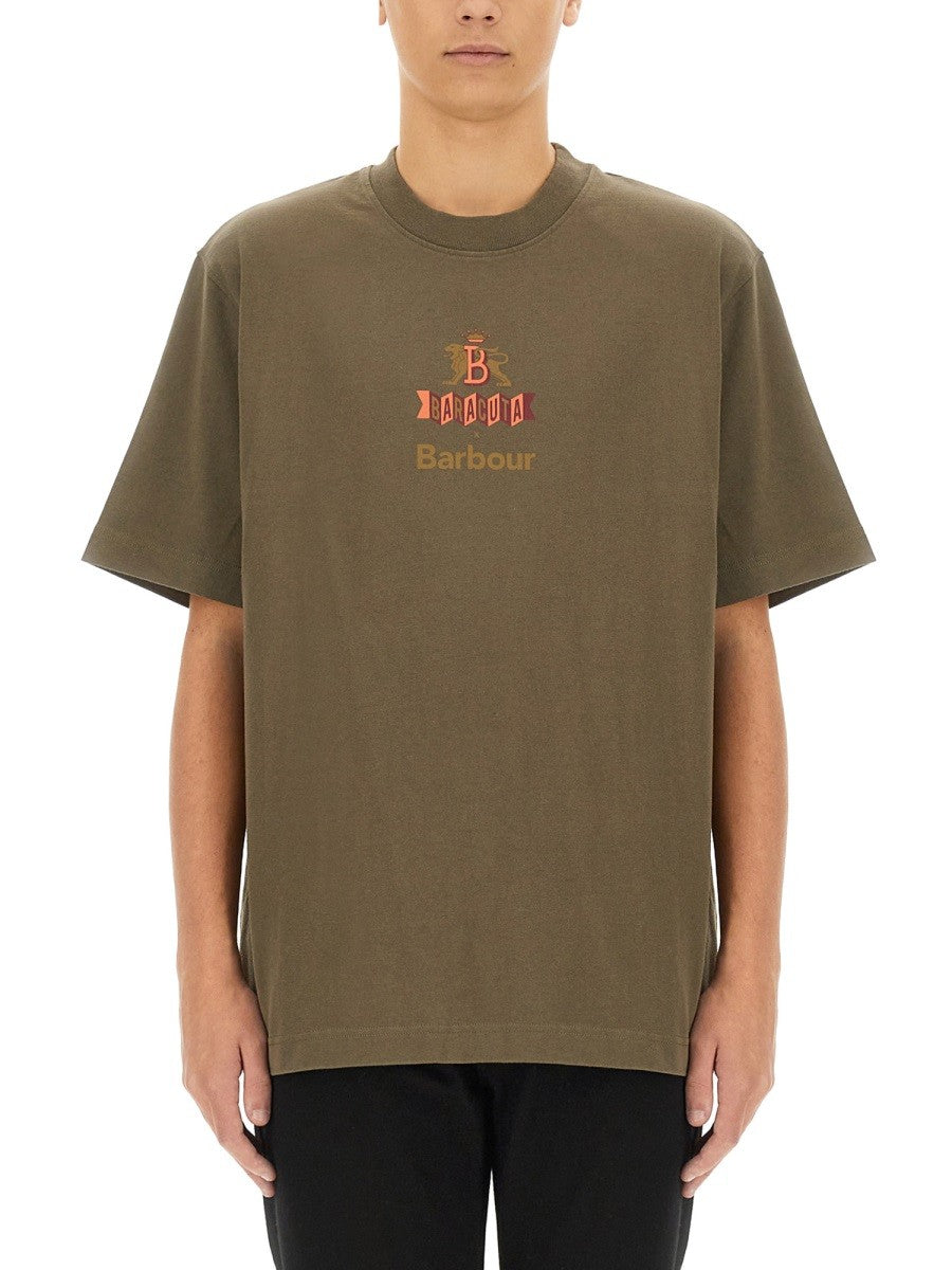 BARACUTA X BARBOUR T-SHIRT WITH LOGO