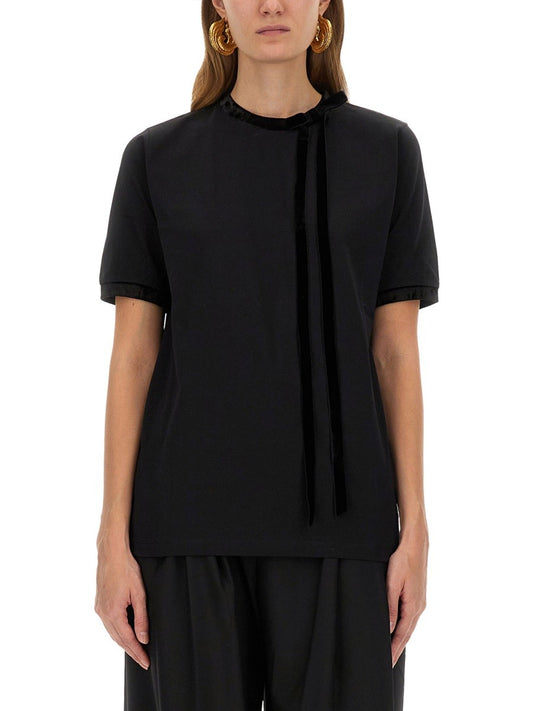 NINA RICCI T-SHIRT WITH RIBBON AND BOW