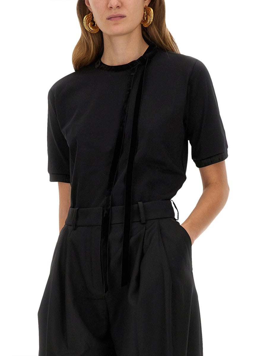 NINA RICCI T-SHIRT WITH RIBBON AND BOW