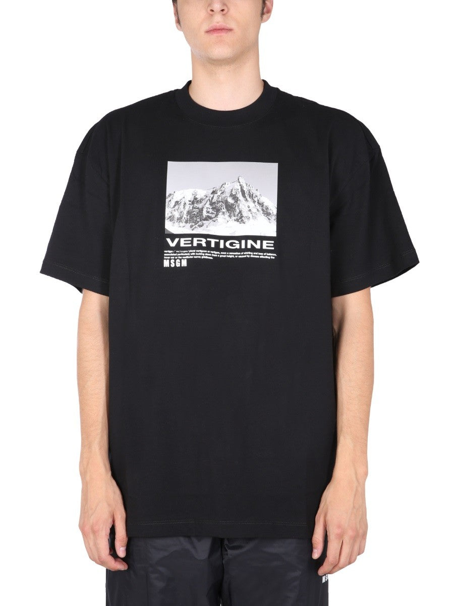 msgm T-SHIRT WITH VERTIGO PRINT