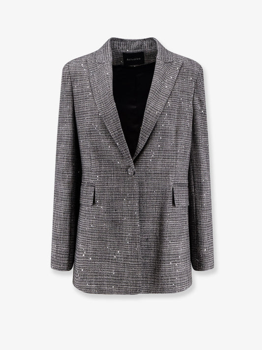 Actualee Tartan blazer with sequins and lurex profiles