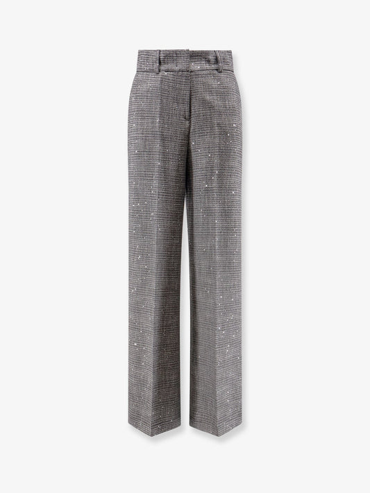 Actualee Tartan trousers with lurex and sequin trim