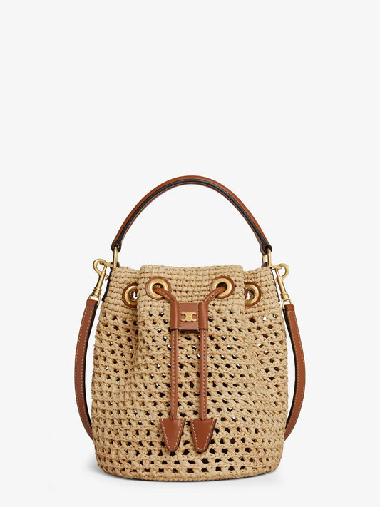 Celine Teen Bucket Clara rafia bucket bag