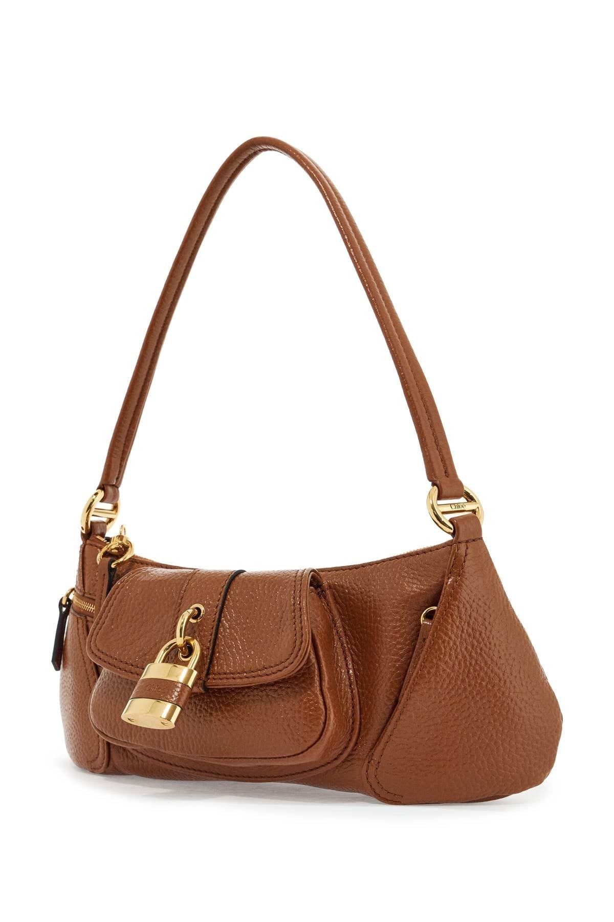 CHLOE' the 99 bag in clay brown brass with glossy gold finishes