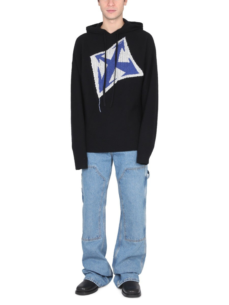 Off-white "THUNDER ARROW" HOODED JERSEY