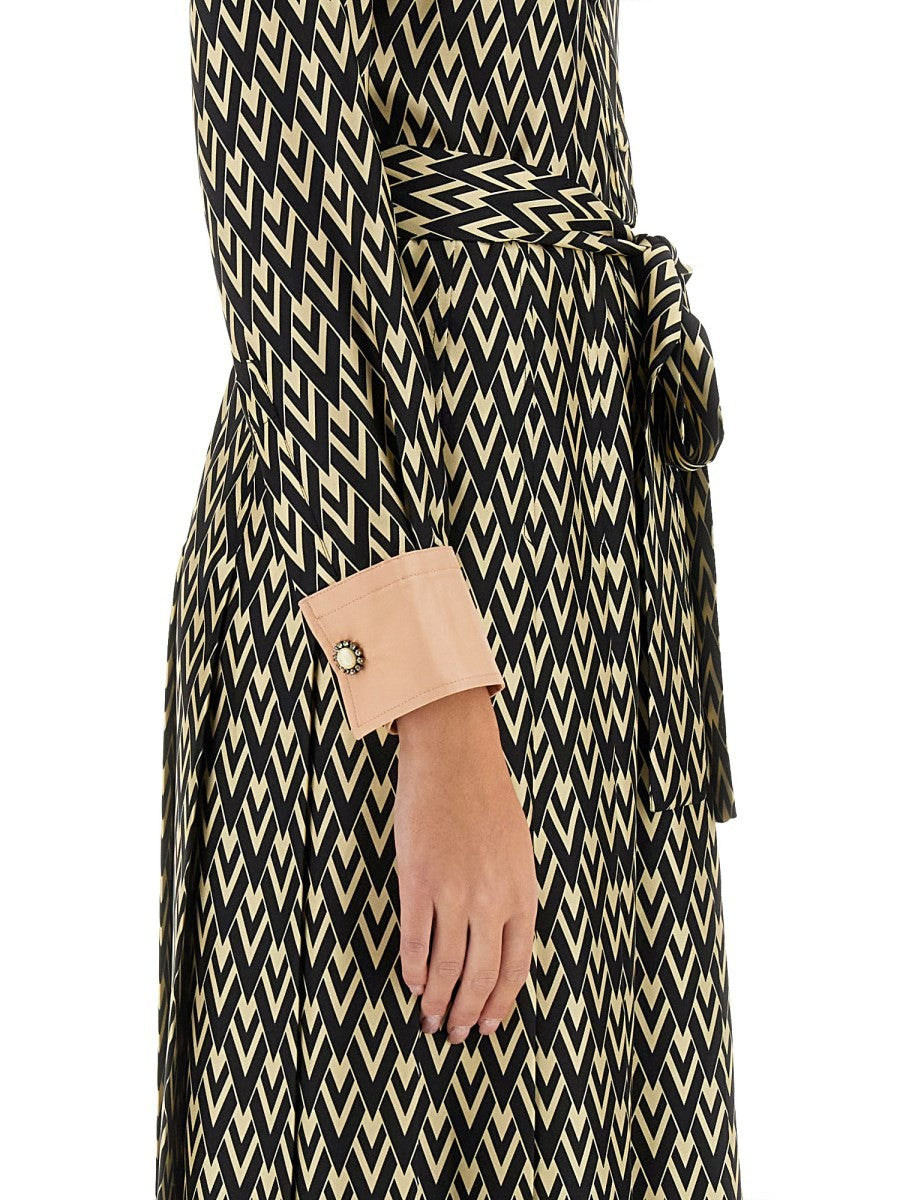 Valentino "TOUTE LA V" TWILL MIDI DRESS
