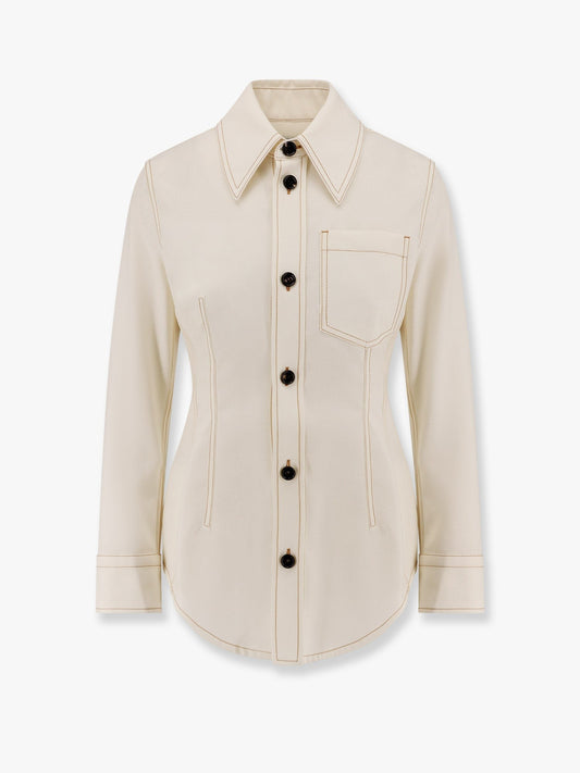 Bottega Veneta Traverl light wool shirt with maxi pointed collar