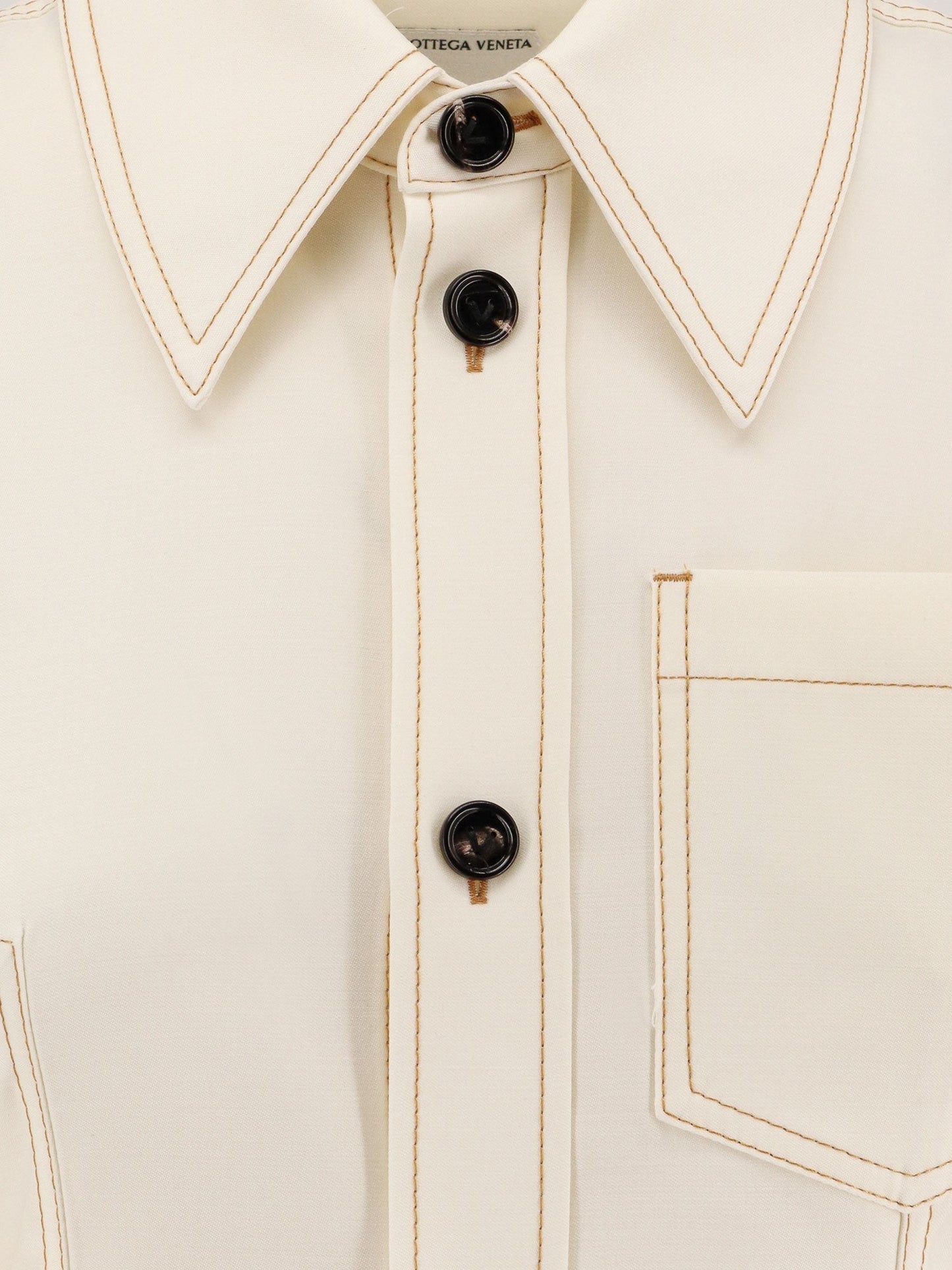 Bottega Veneta Traverl light wool shirt with maxi pointed collar
