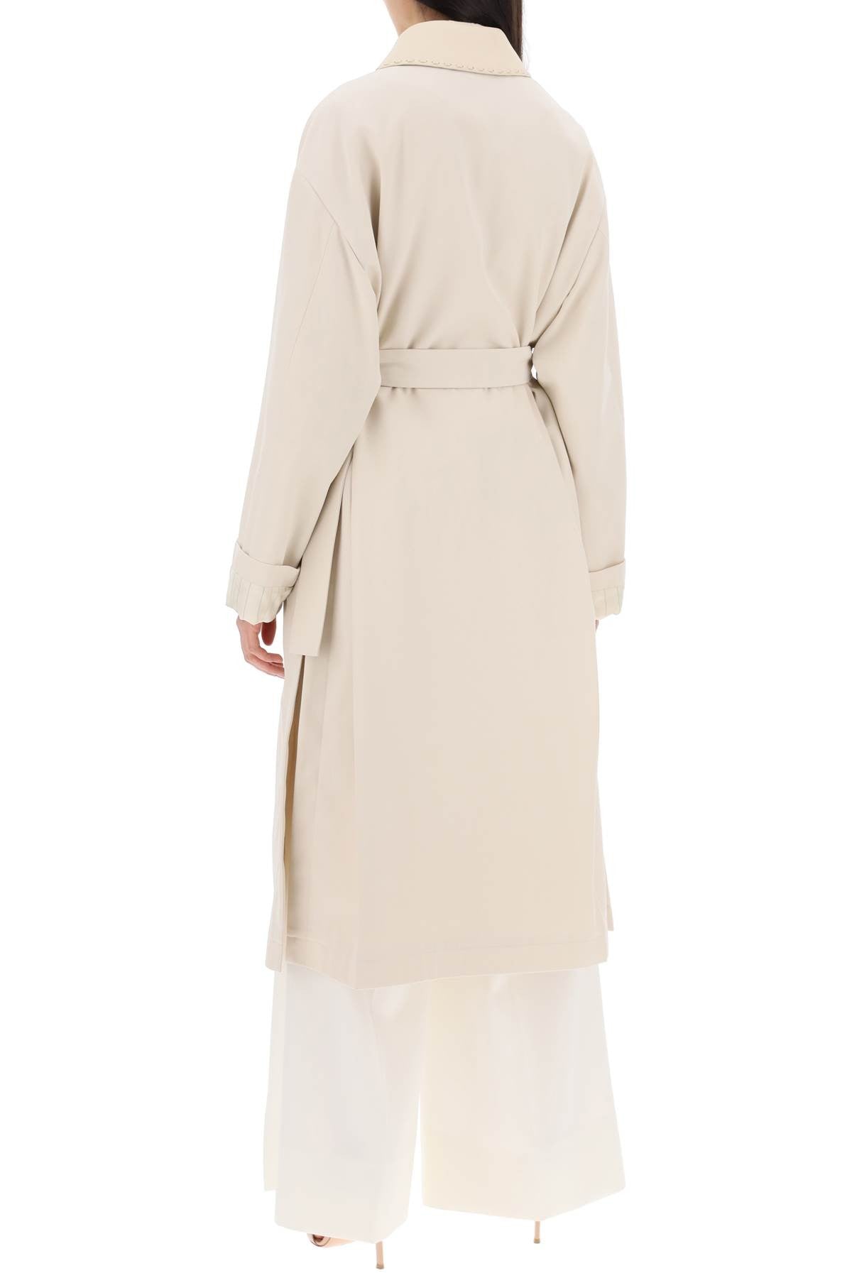 Fendi trench coat with removable leather collar