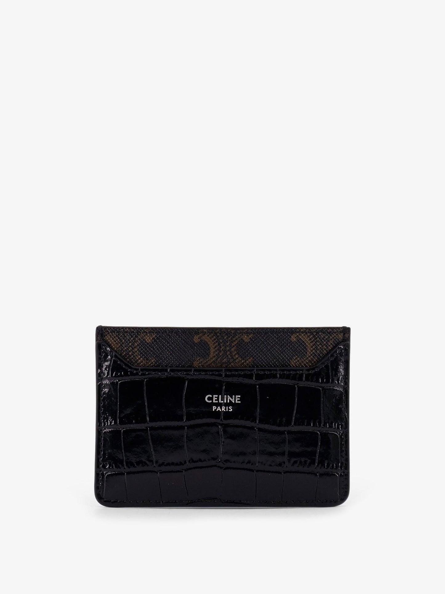 Celine Triomphe canvas and leather with croco effect cardholder