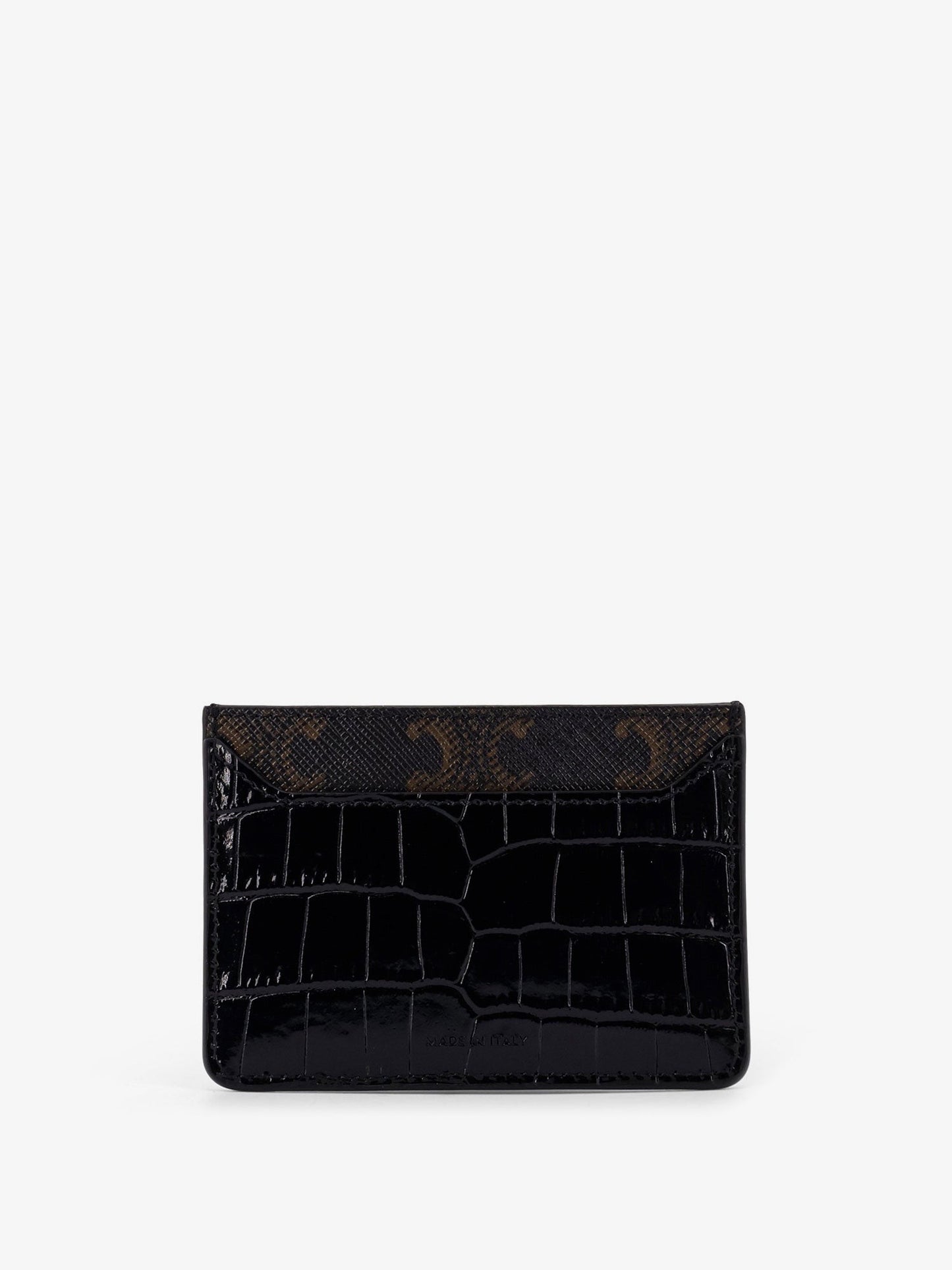 Celine Triomphe canvas and leather with croco effect cardholder