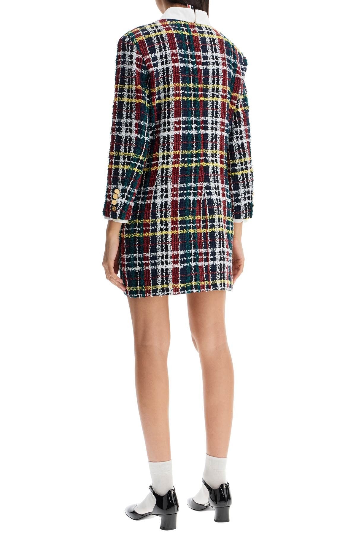 THOM BROWNE tweed mini sheath dress in