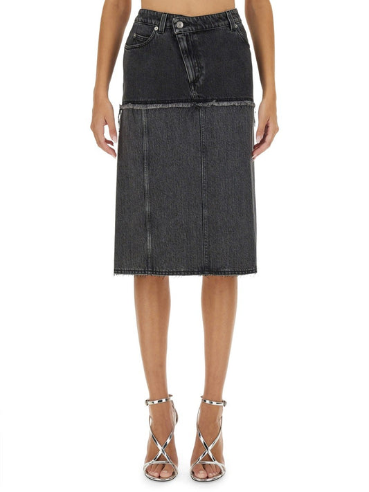 Alexander Mcqueen TWO-TONE DENIM SKIRT