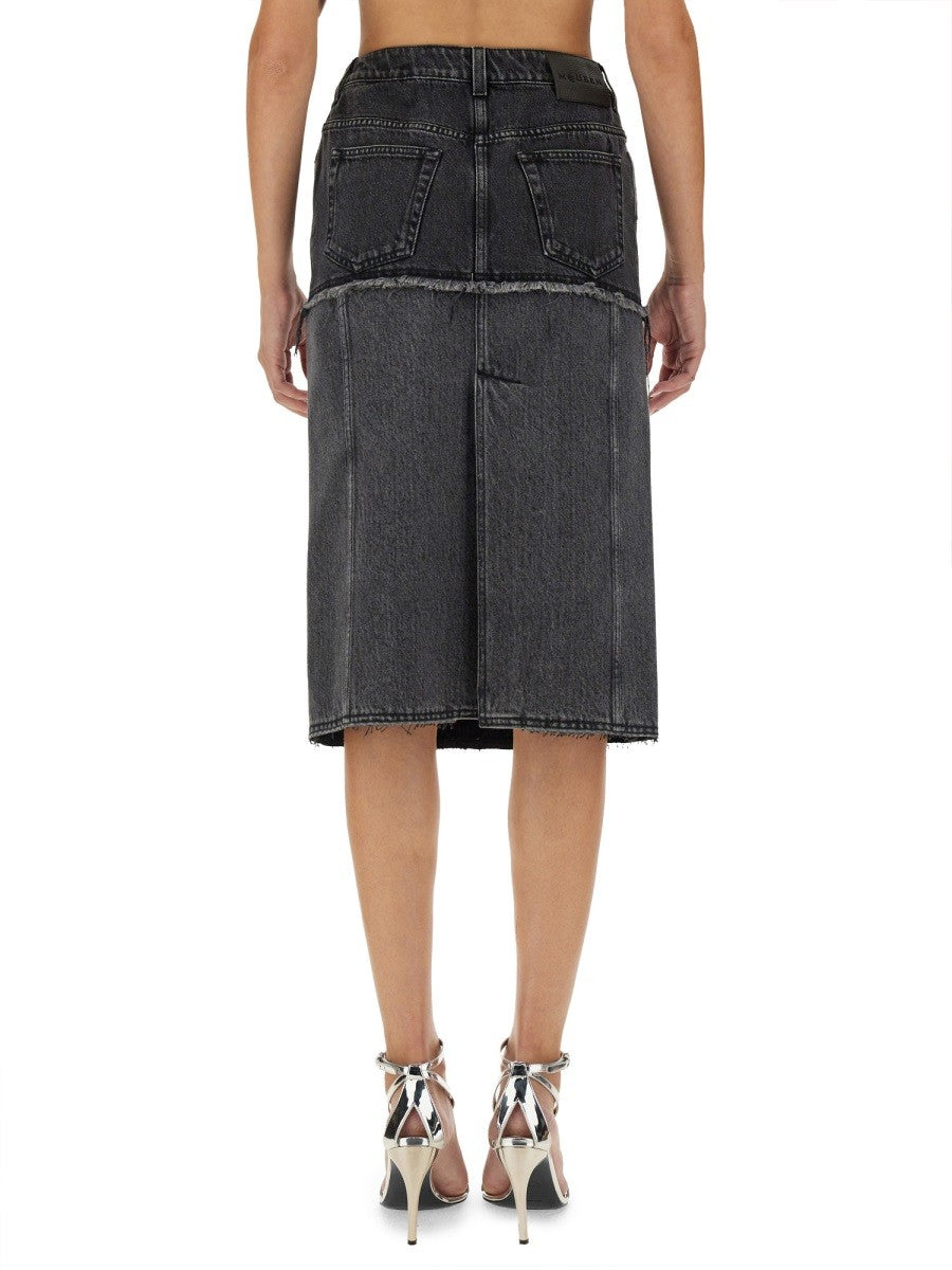 Alexander Mcqueen TWO-TONE DENIM SKIRT