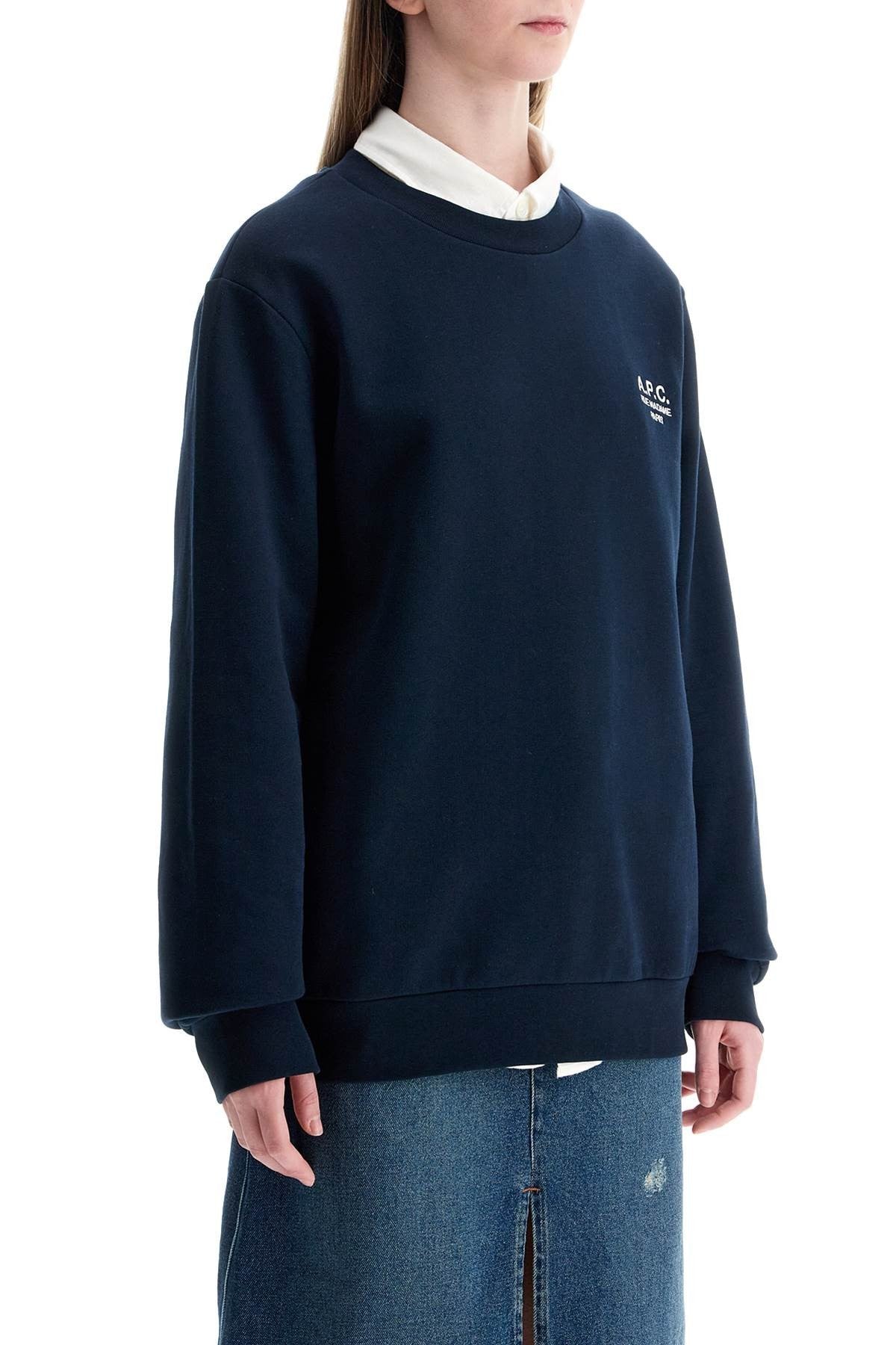 A.P.C. unisex dark blue organic cotton sweatshirt with embroidered logo