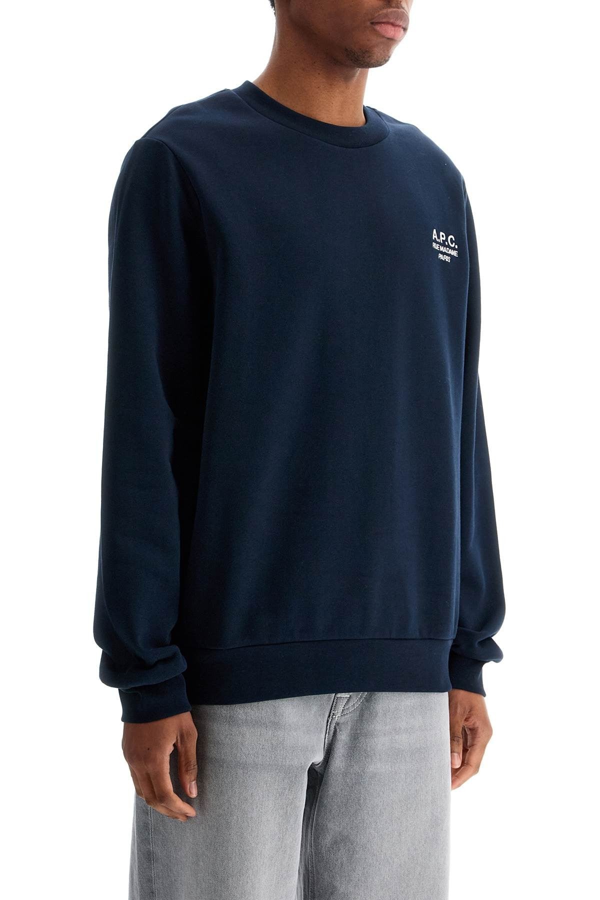 A.P.C. unisex dark blue organic cotton sweatshirt with embroidered logo