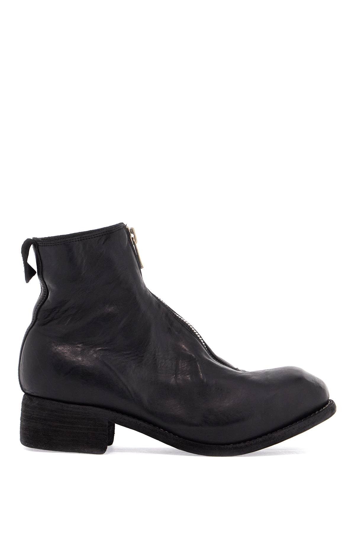 GUIDI unisex leather boots in black horse and calfskin with metal zip