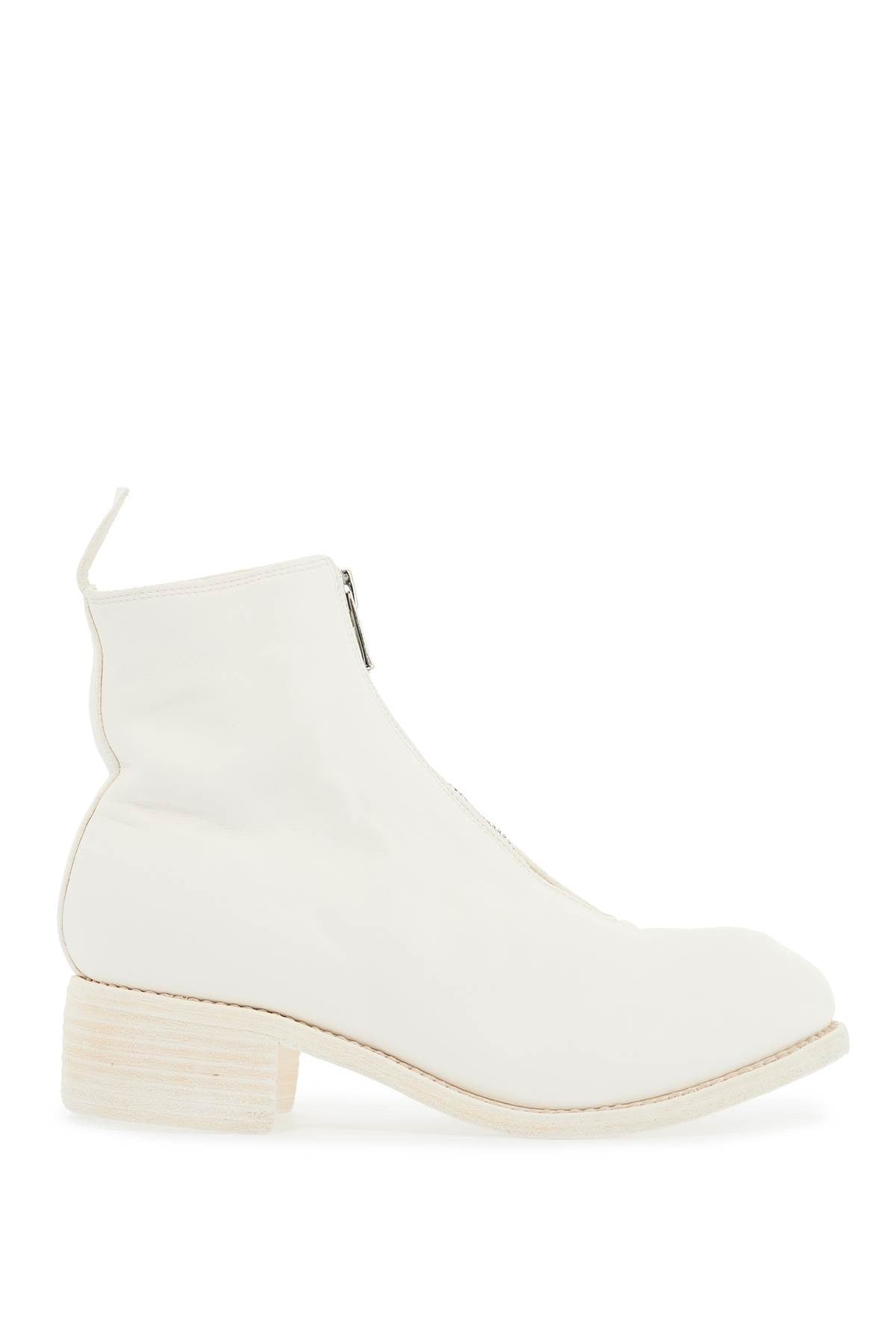 GUIDI unisex white horse and calf leather boots with elegant side zip