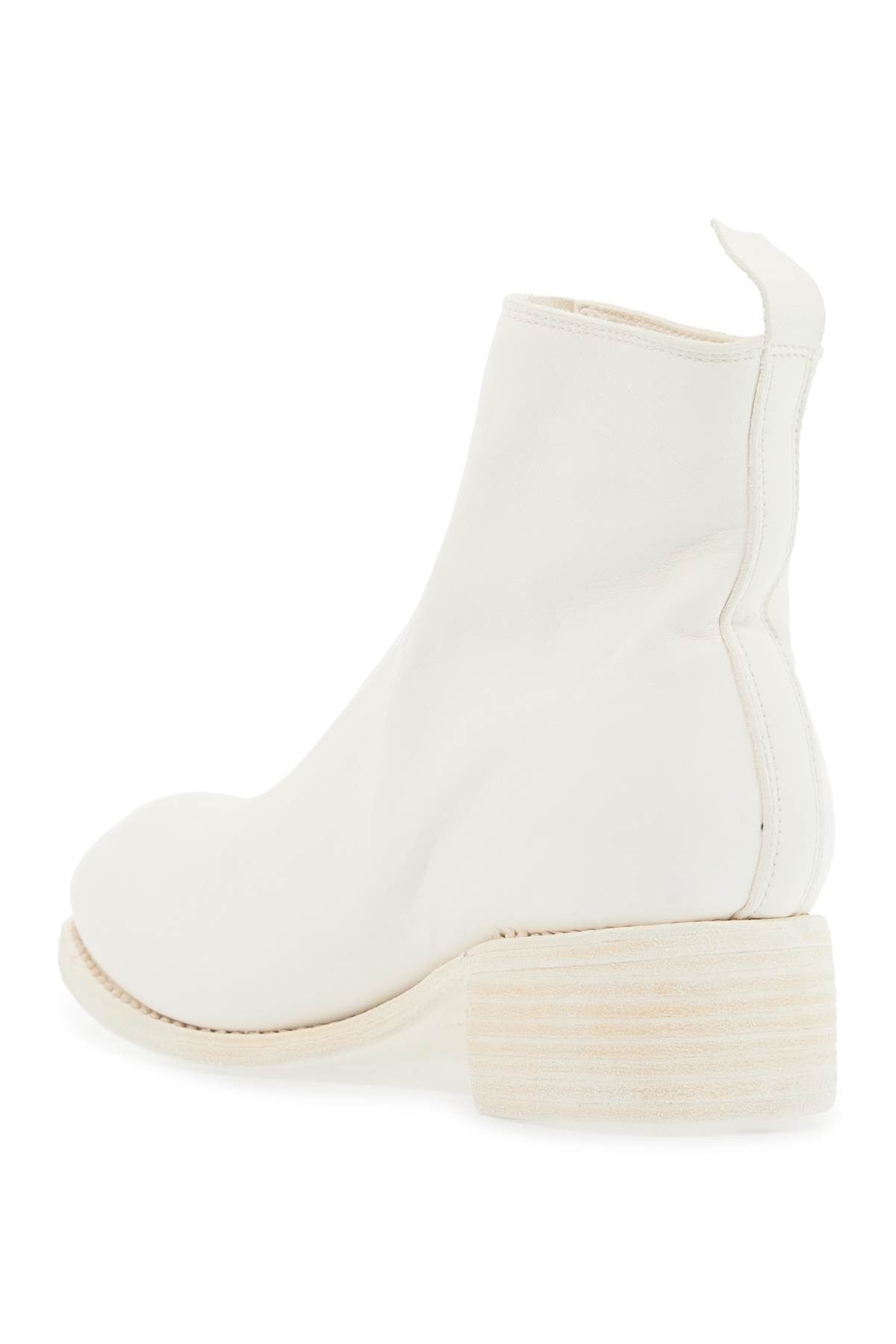 GUIDI unisex white horse and calf leather boots with elegant side zip