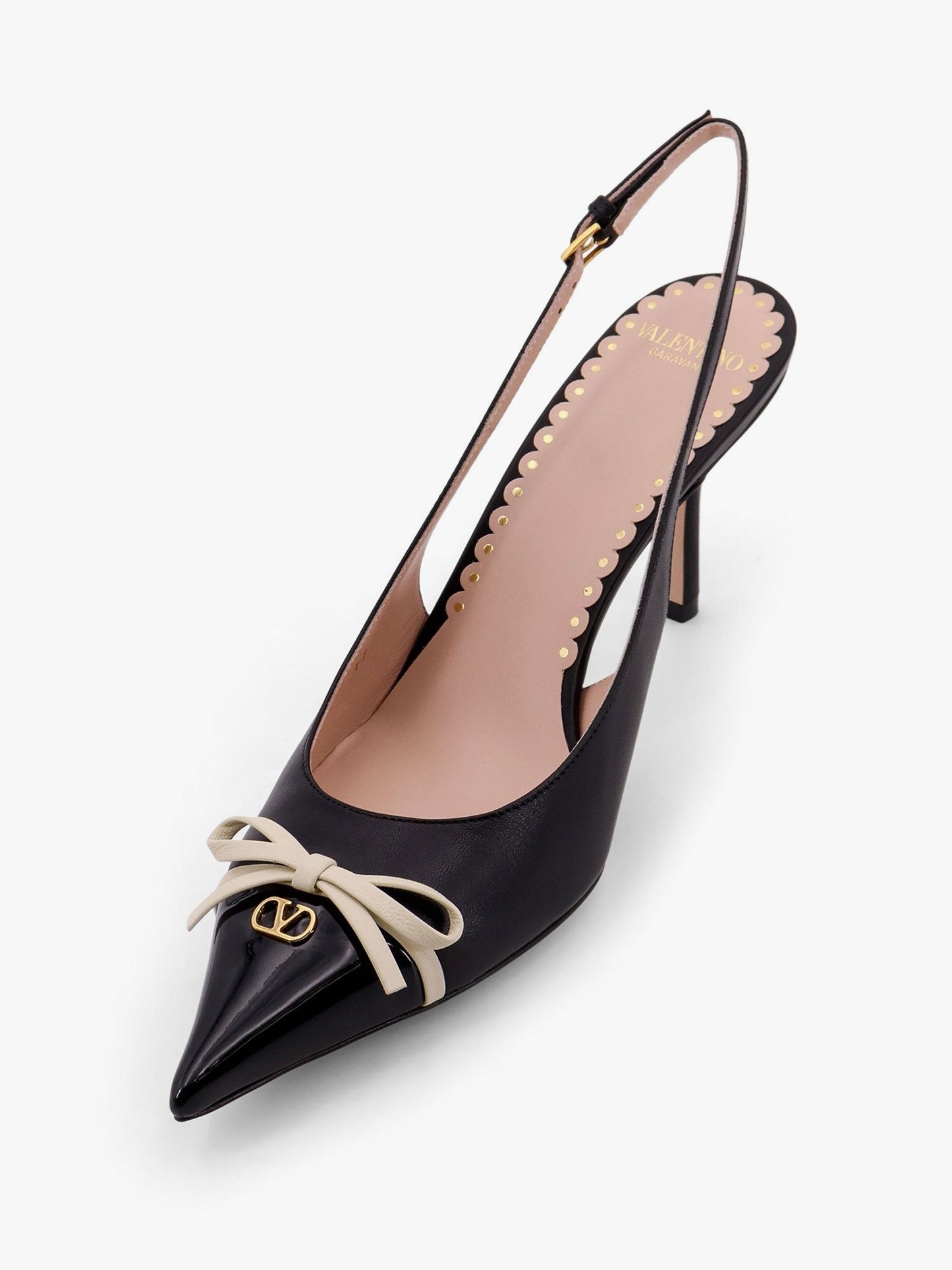 Valentino Garavani Valentino garavani leather slingback with patent leather toe