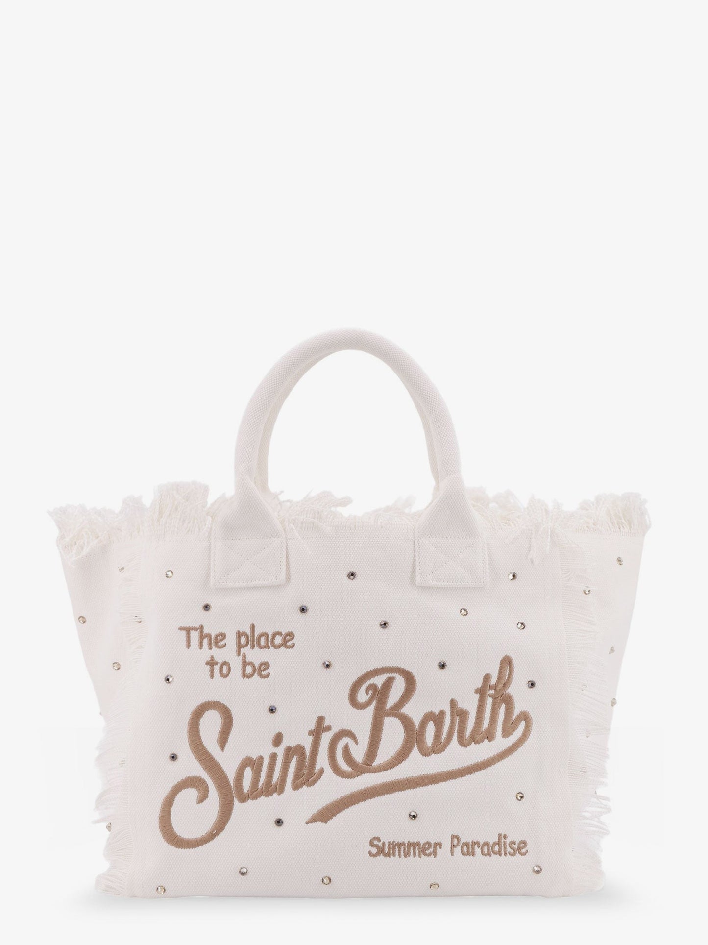 MC2 SAINT BARTH Vanity canvas handbag with rhinestones