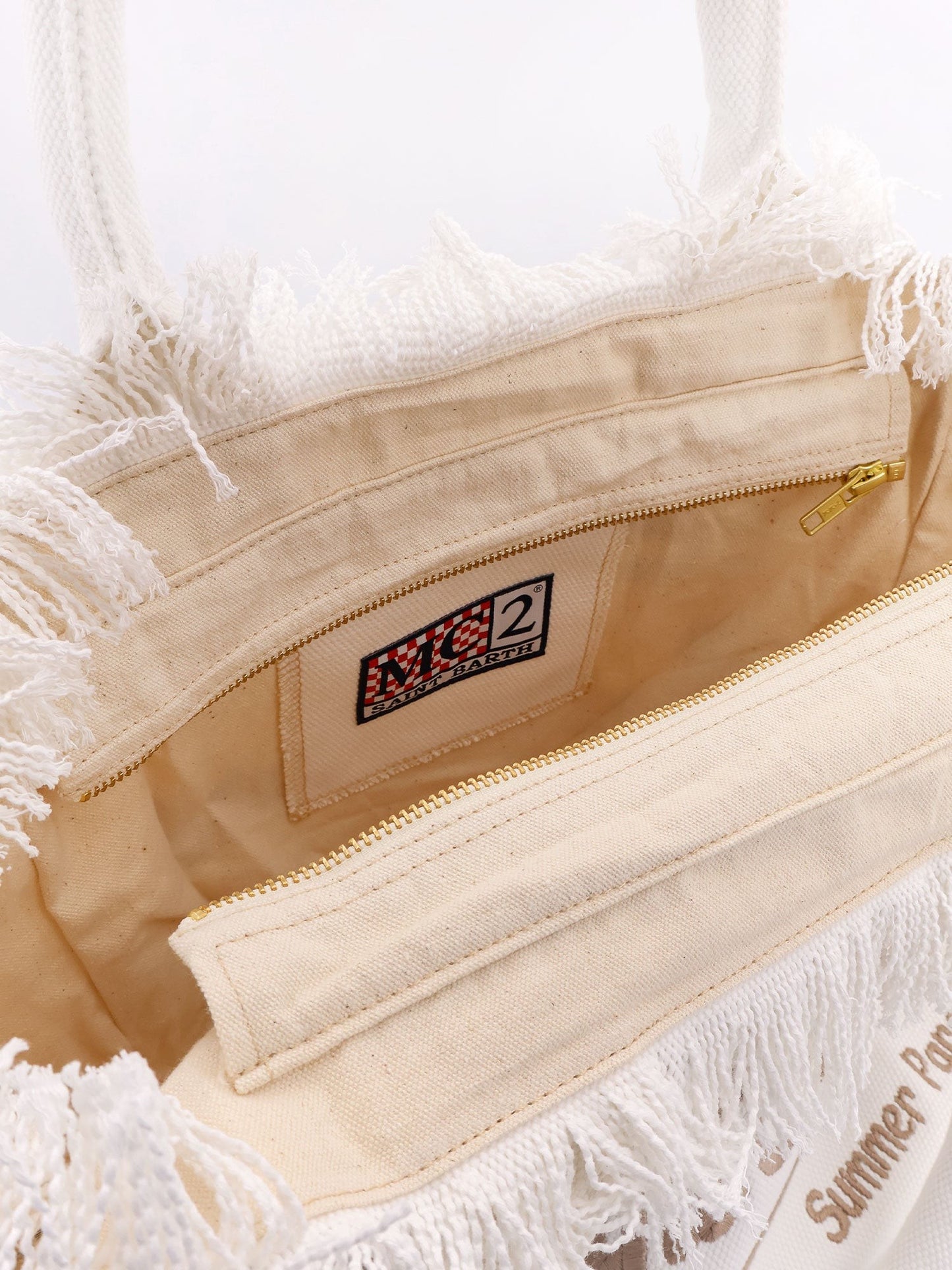 MC2 SAINT BARTH Vanity canvas handbag with rhinestones