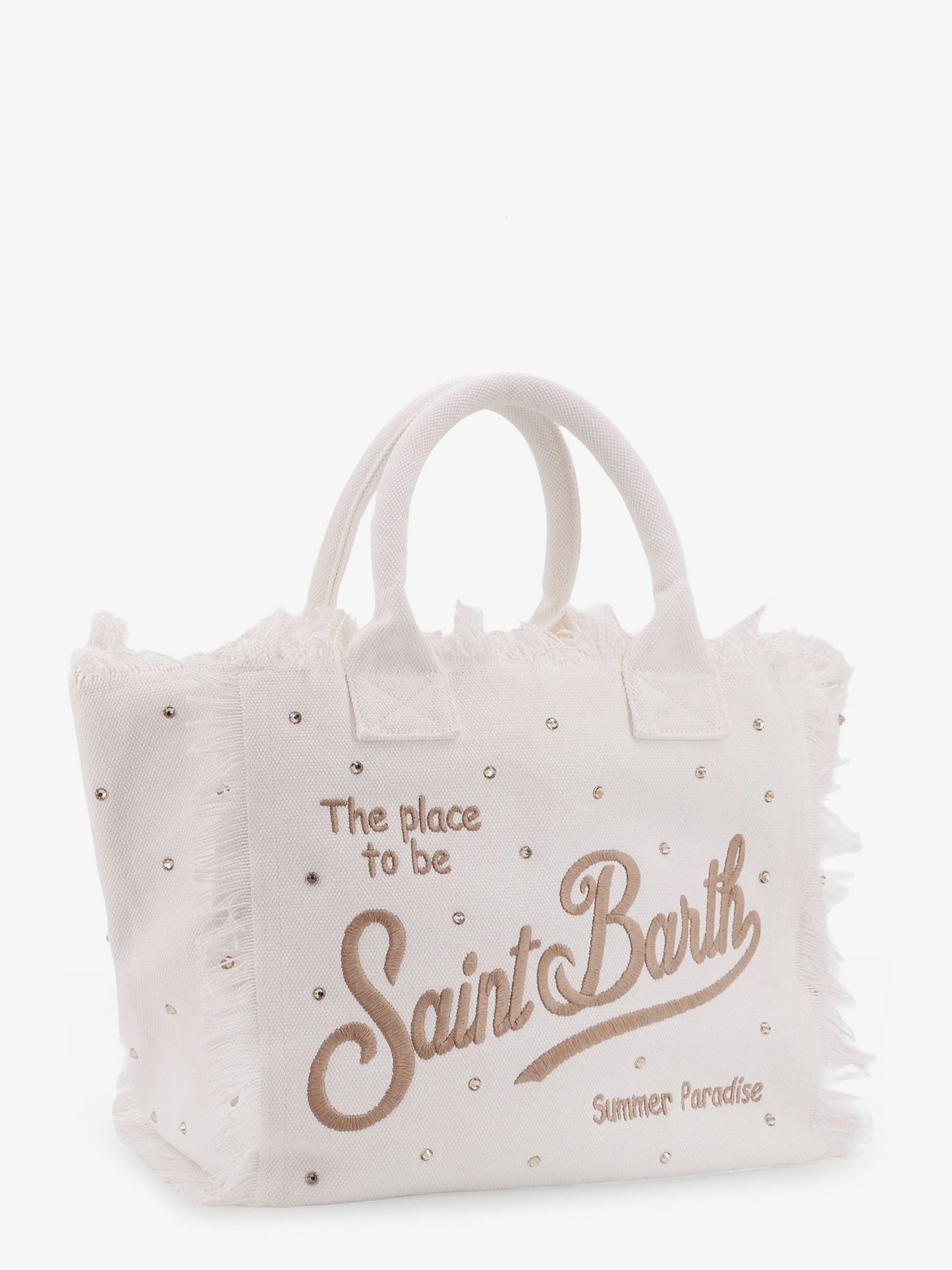 MC2 SAINT BARTH Vanity canvas handbag with rhinestones