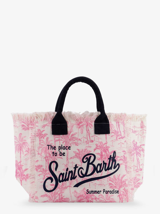 MC2 SAINT BARTH Vanity cotton handbag with Saint Beach print
