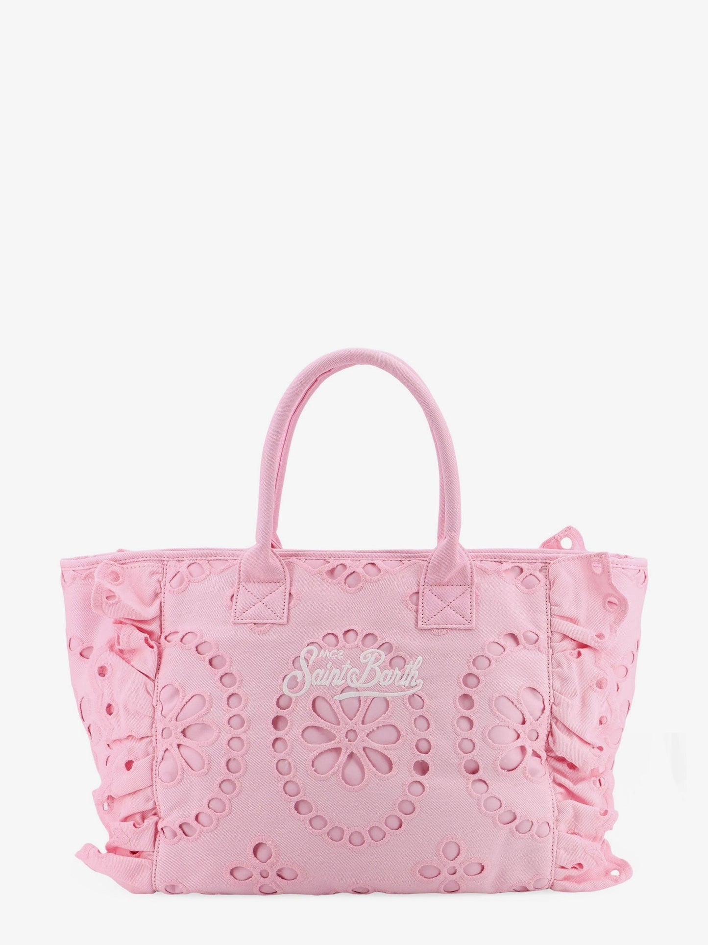 MC2 SAINT BARTH Vanity embroidered cotton handbag with volant