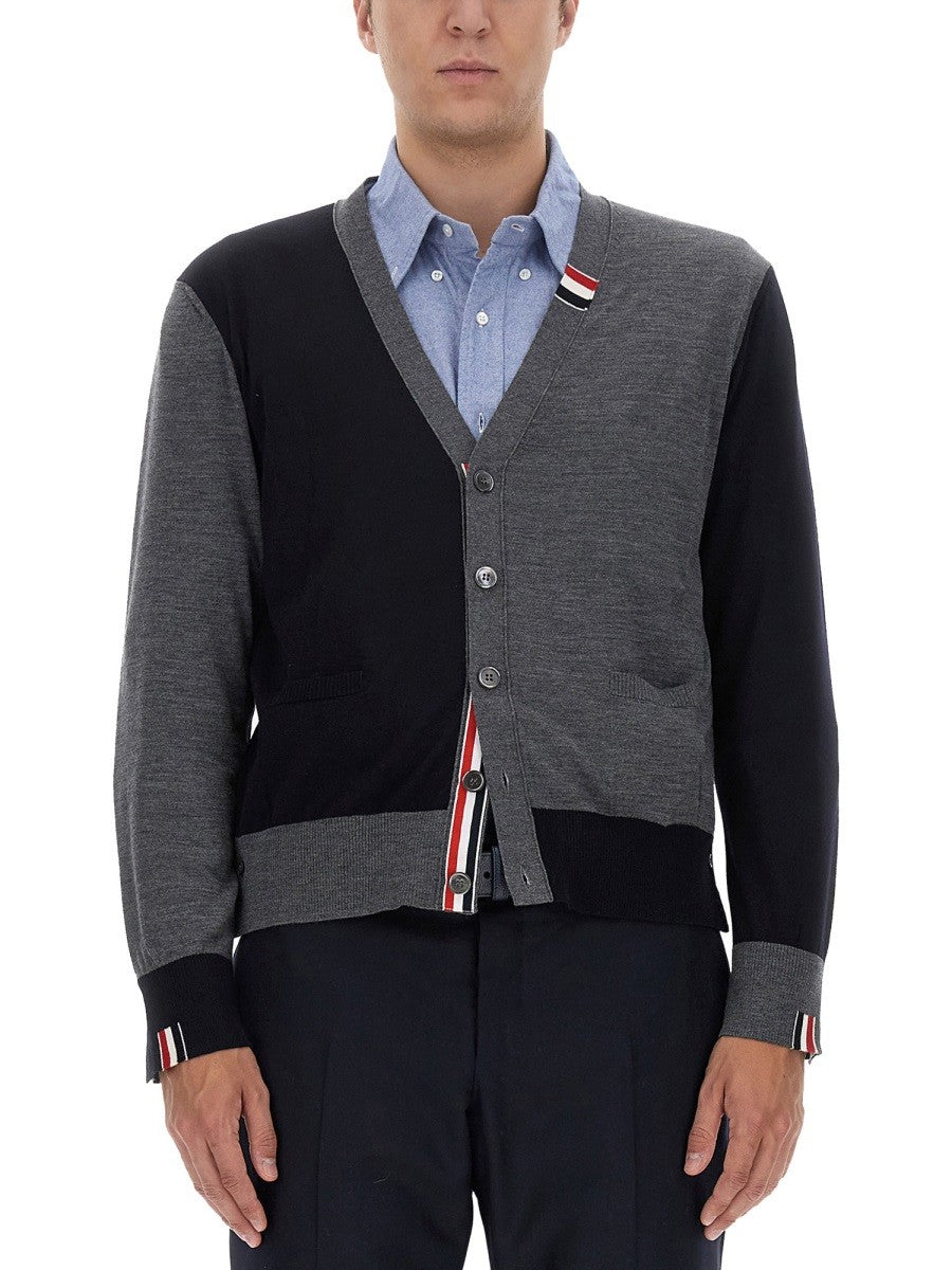 THOM BROWNE VIRGIN WOOL CARDIGAN