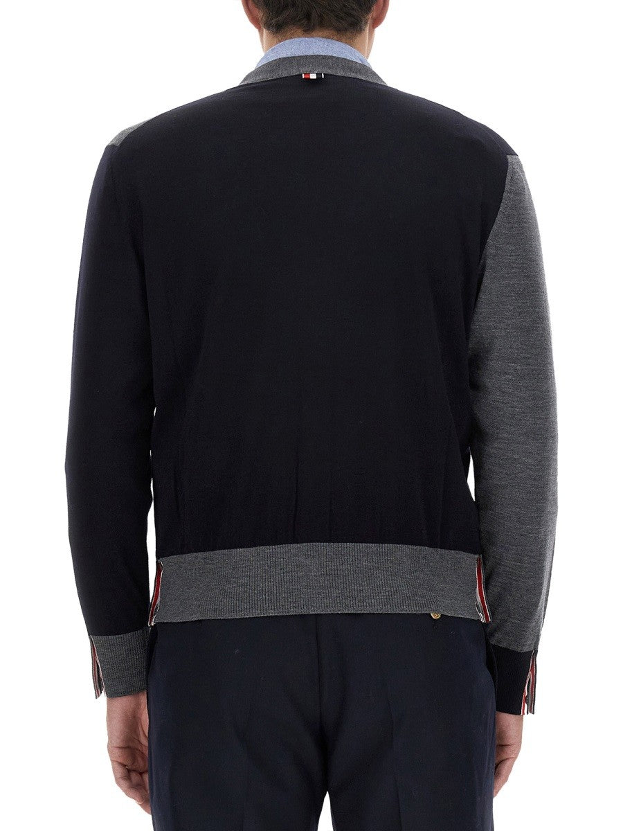 THOM BROWNE VIRGIN WOOL CARDIGAN