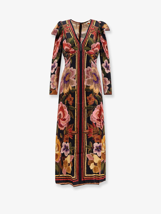 FARM RIO Viscose long dress with Chenille Flowers print