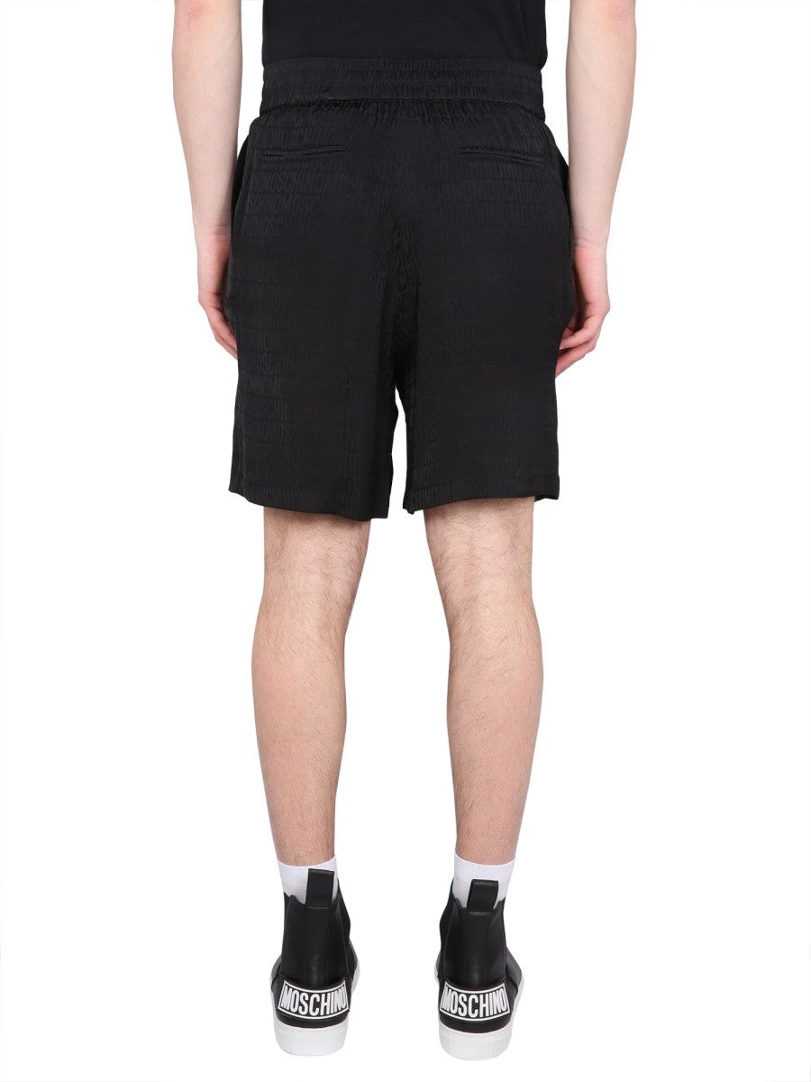 Moschino VISCOSE SATIN LOGO SHORTS