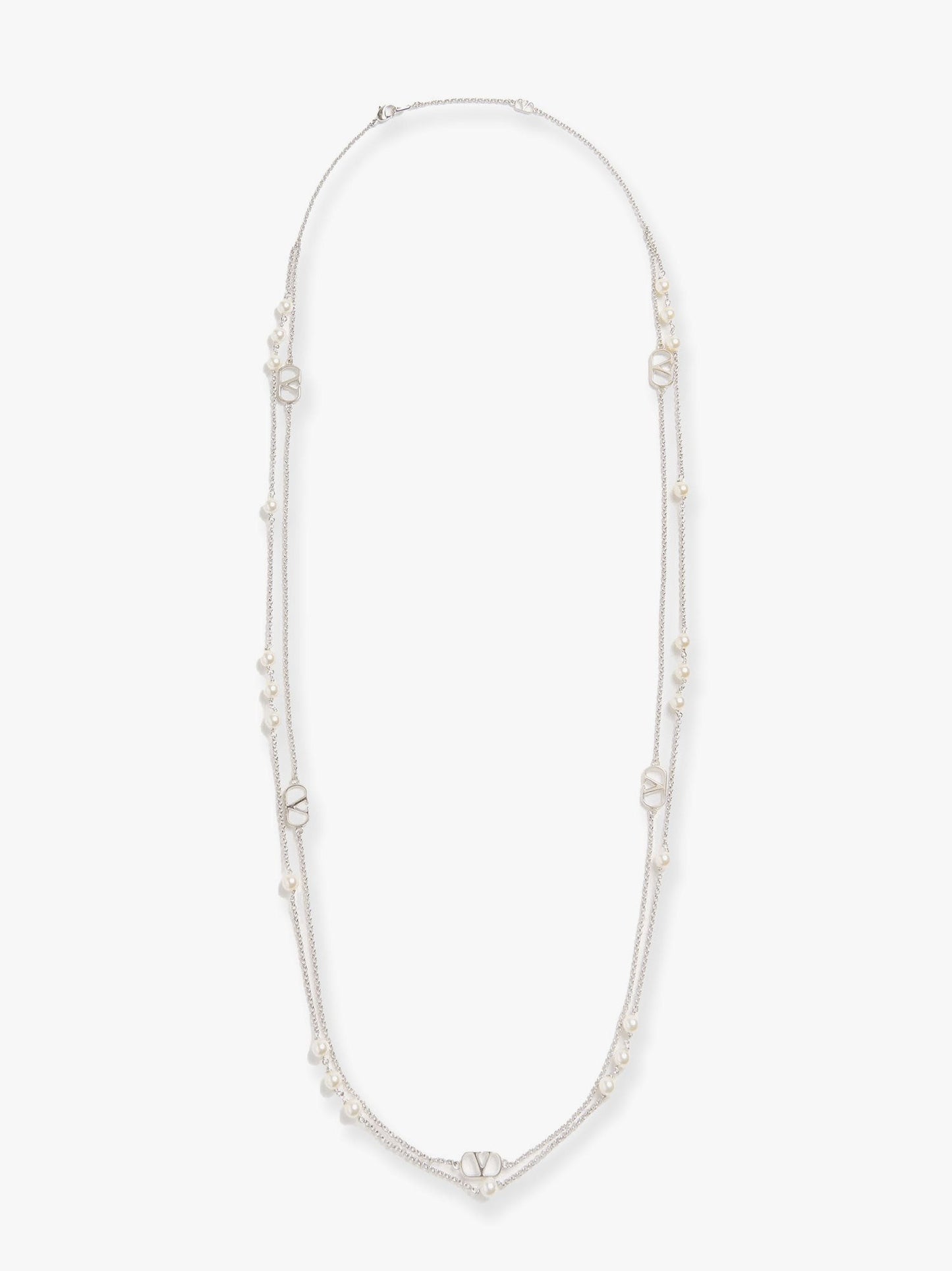 Valentino Garavani Vlogo signature metal necklace with pearls