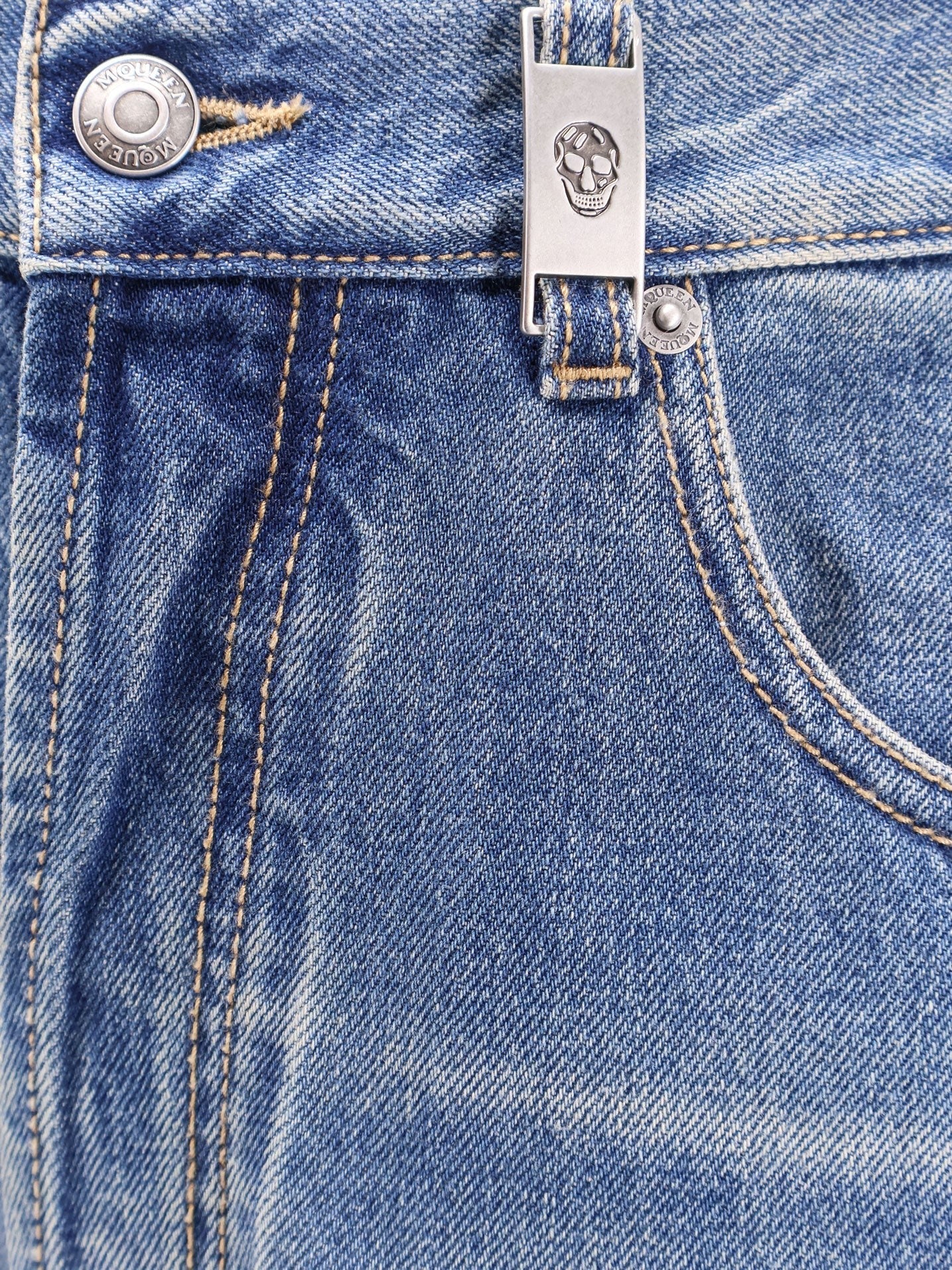 Alexander Mcqueen Washed blue straight leg jeans