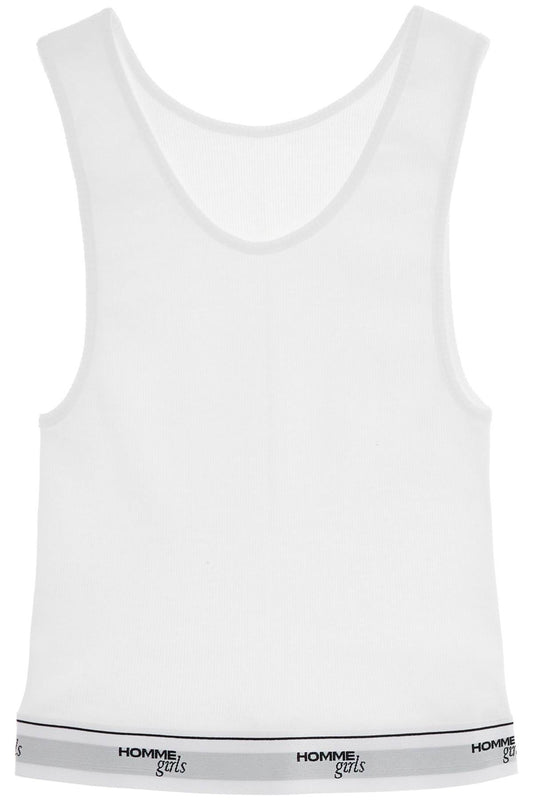 HOMME GIRLS white cotton sleeveless crop top