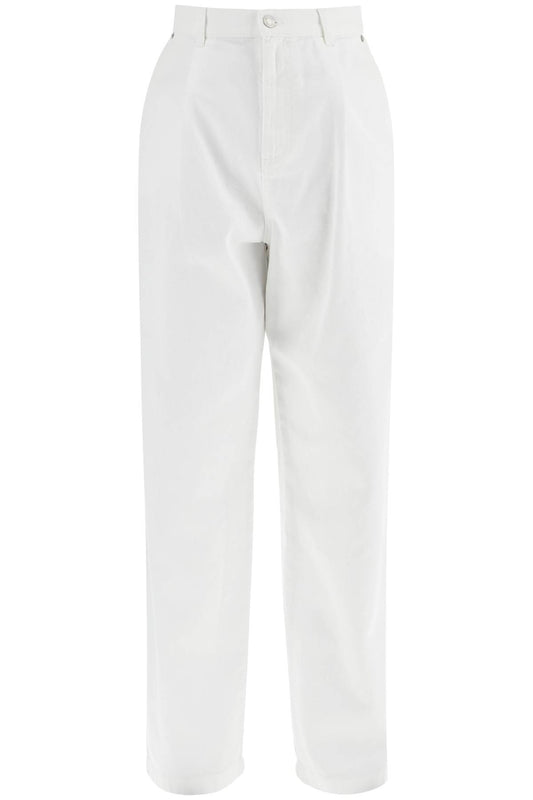 Moschino white cotton wide leg trousers