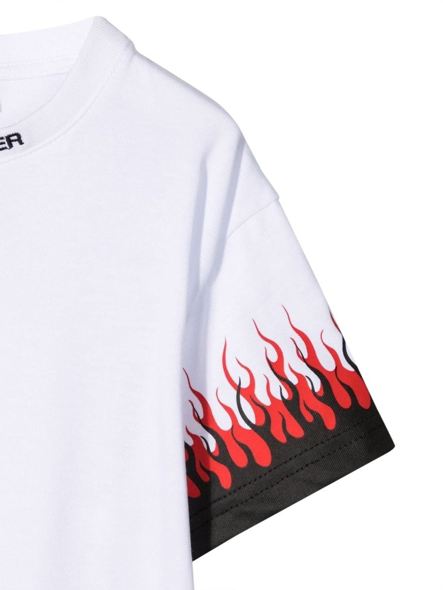 VISION OF SUPER WHITE KIDS TSHIRT WITH DOUBLE FLAME