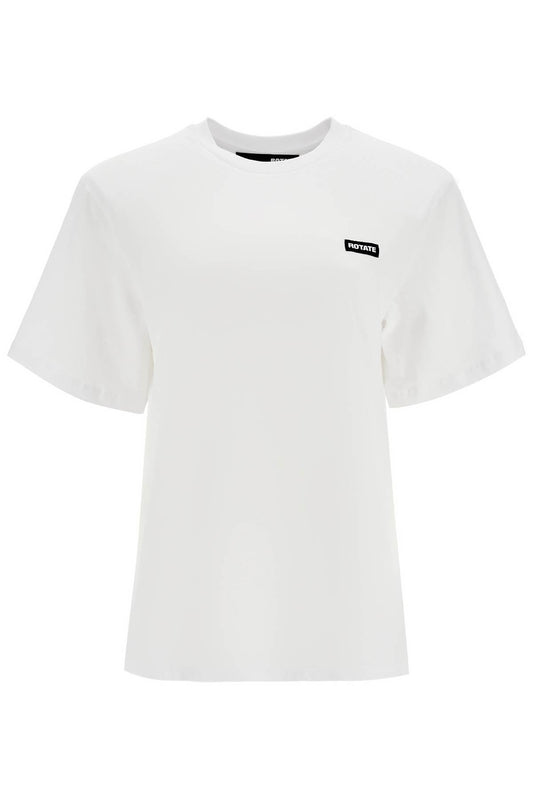 ROTATE white organic cotton t-shirt with wide neck