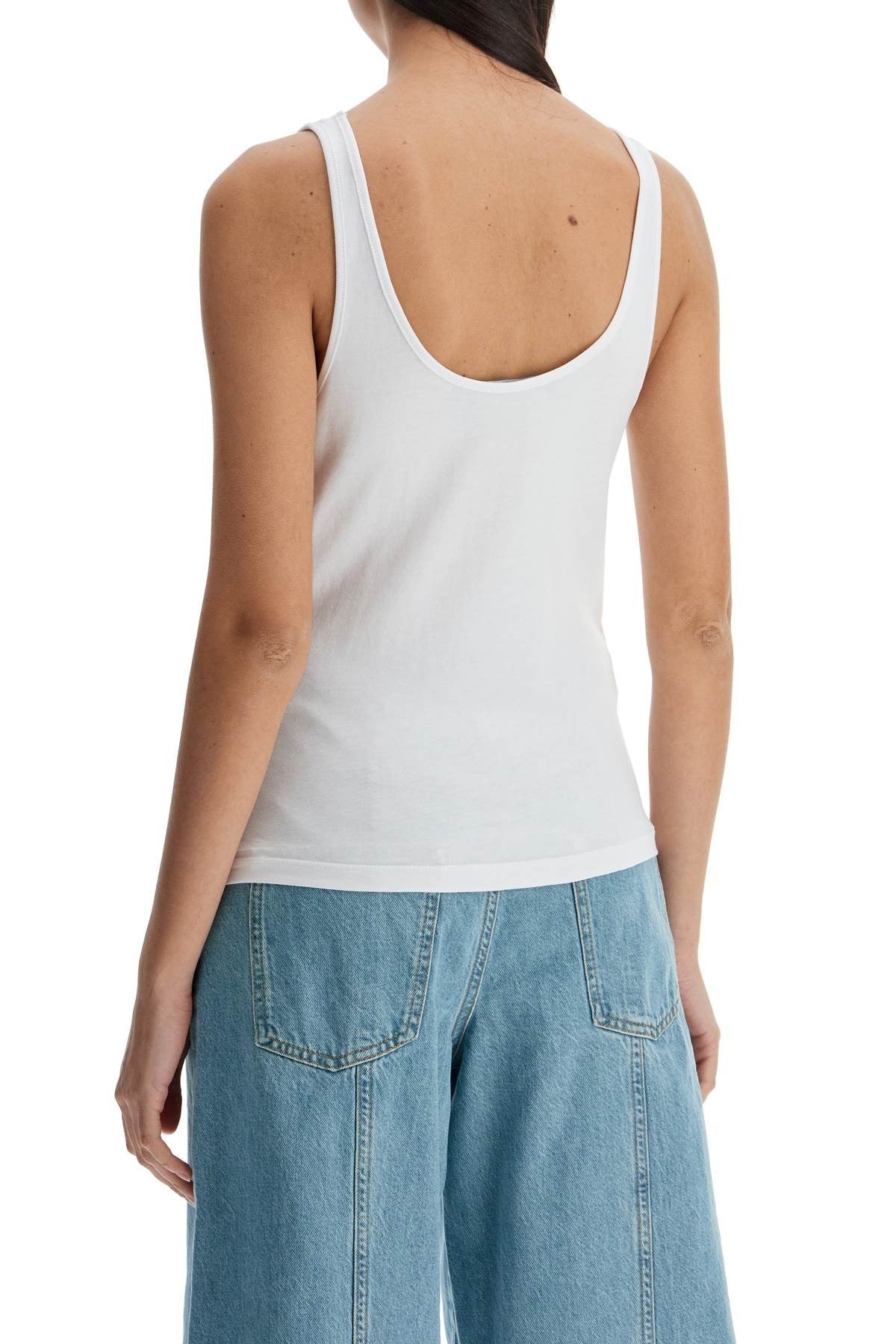 ROTATE white recycled cotton top with deep neckline