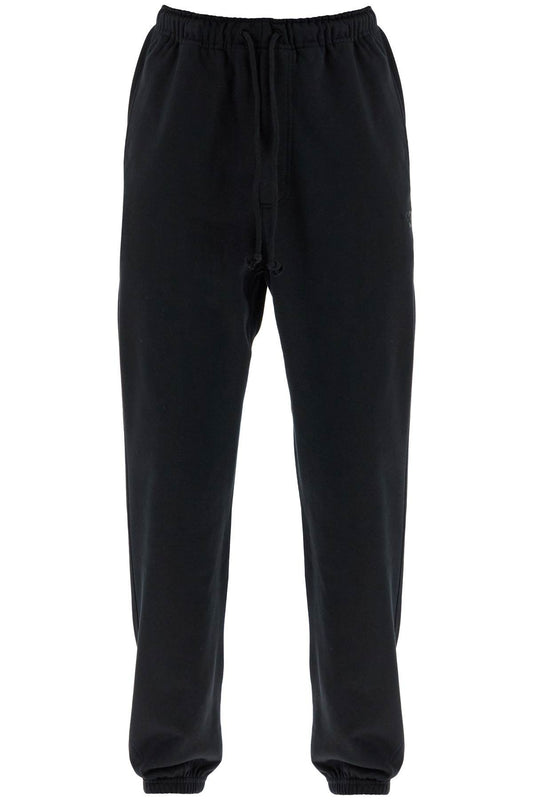 Y-3 wide leg high waist black cotton pants with adjustable drawstring