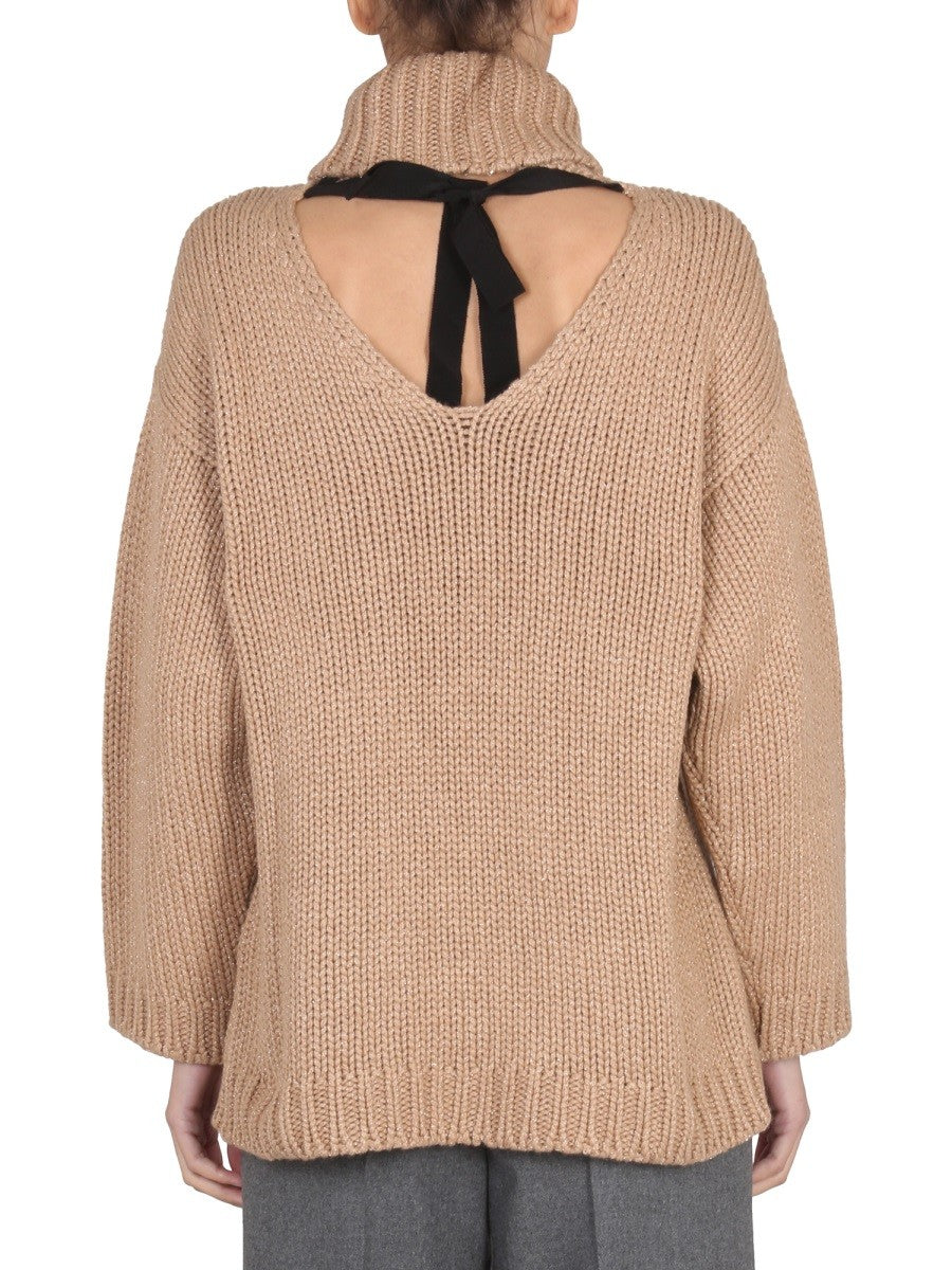 RED VALENTINO WOOL AND LUREX BLEND SWEATER