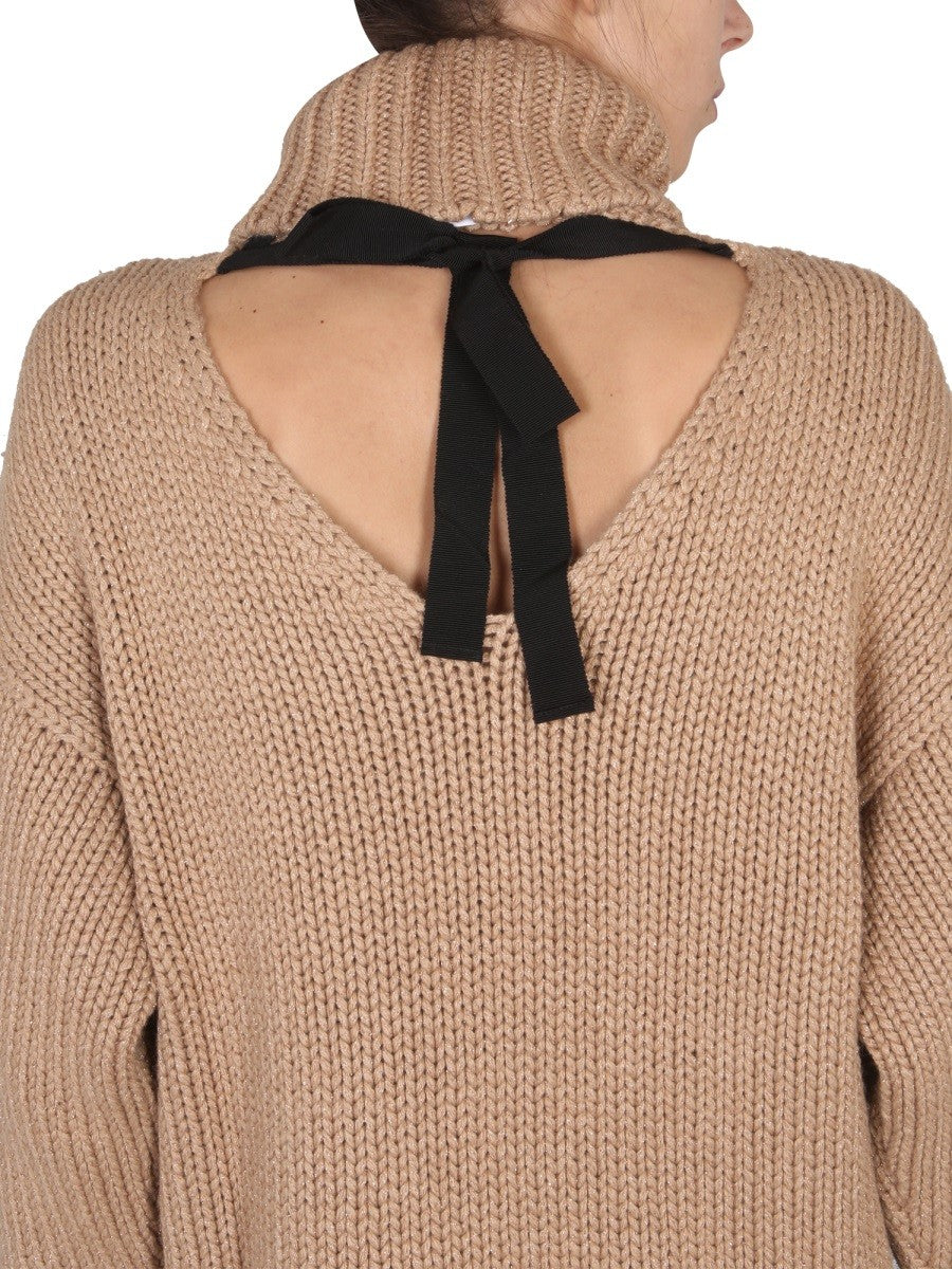 RED VALENTINO WOOL AND LUREX BLEND SWEATER