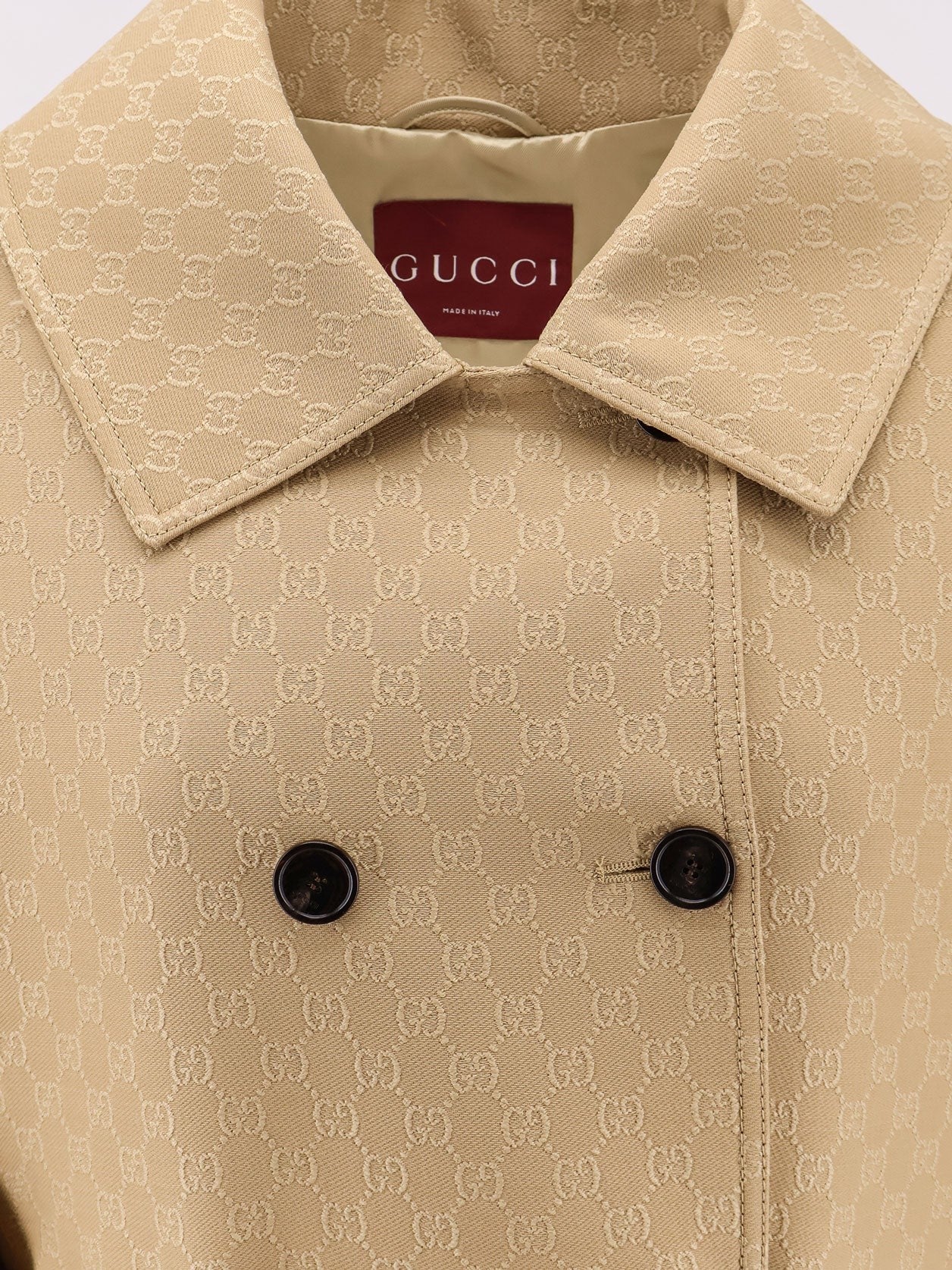 Gucci Wool and silk crepe coat with all-over GG motif