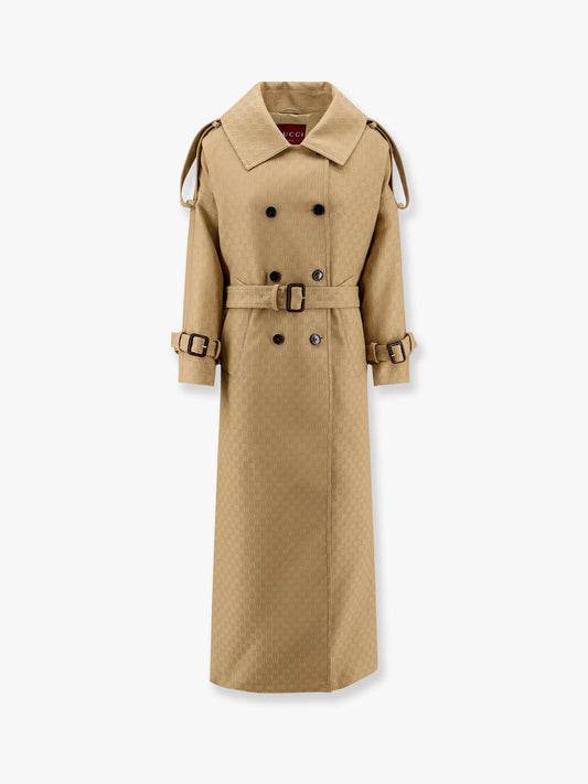 Gucci Wool and silk crepe coat with all-over GG motif