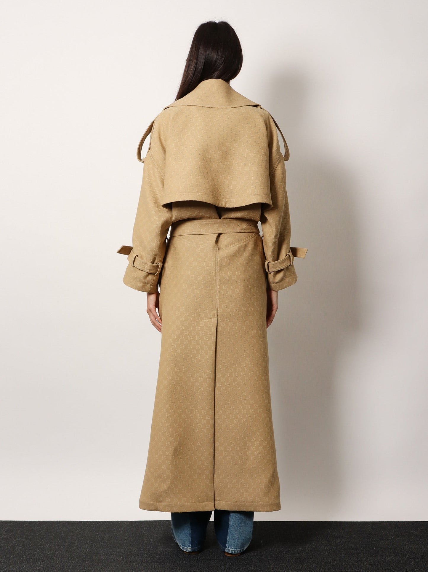 Gucci Wool and silk crepe coat with all-over GG motif