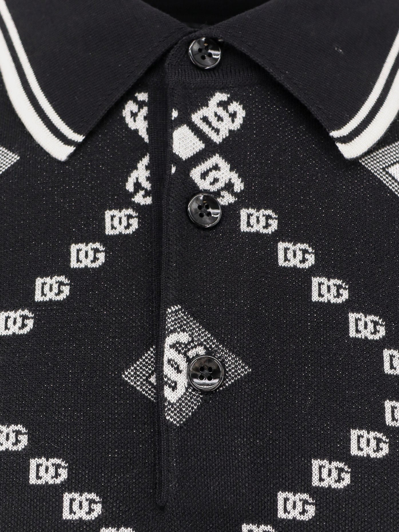 Dolce & Gabbana Wool and silk polo shirt with logo monogram
