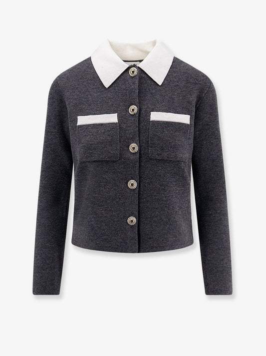 SELF PORTRAIT Wool blend cardigan with contrasting collar